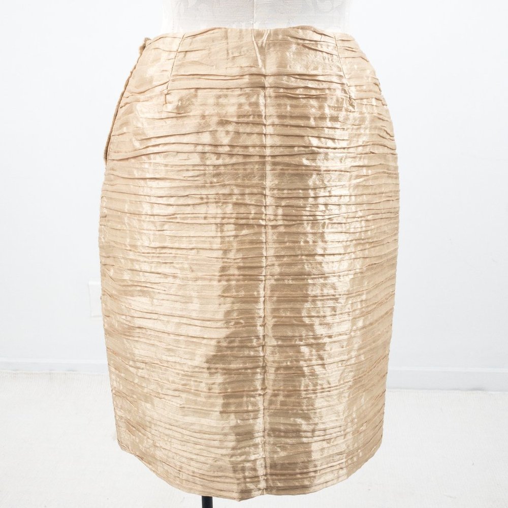Vintage 80s 8 Formal Skirt Suit Dress Set Gold - Picture 5 of 15